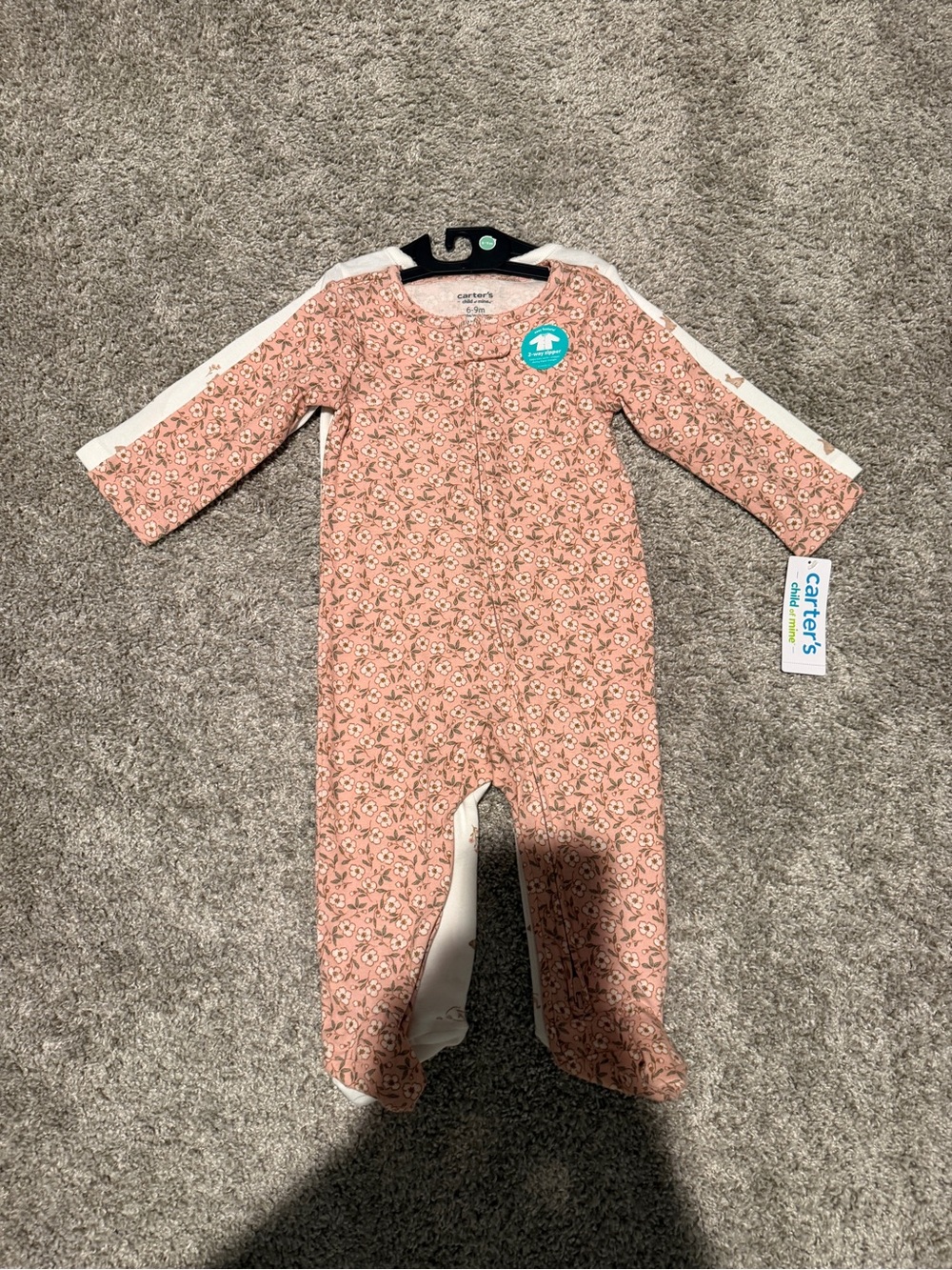Carter's Dusty Pink Floral Footed One-Piece